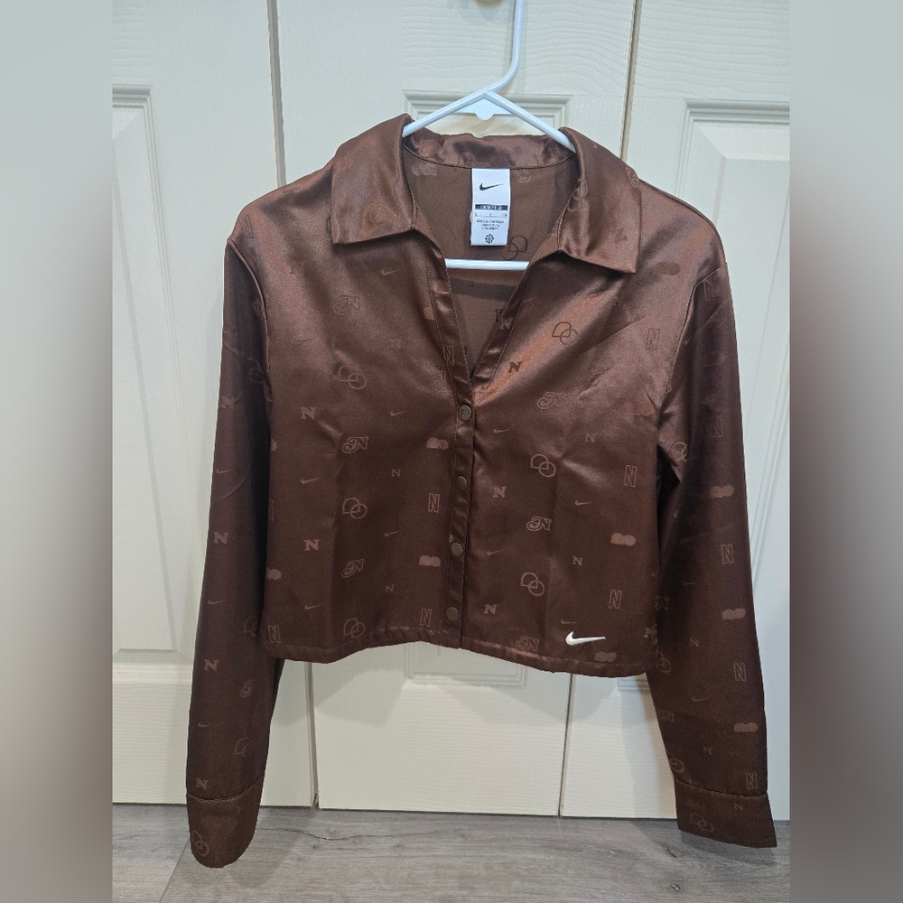 Nike Brown Satin Button-Up Shirt